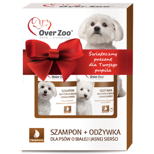 OVERZOO Dwupak dla psów o białej i jasnej sierści, szampon 250ml + odżywka 240ml