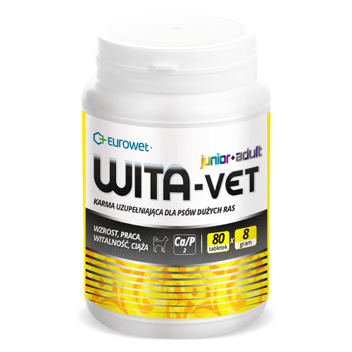 EUROWET Wita-Vet Ca/P=2 - suplement z witaminami dla psów 8g 80 tab. 
