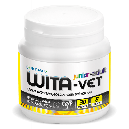 EUROWET Wita-Vet Ca/P=2 - suplement z witaminami dla psów 8g 30 tab. 