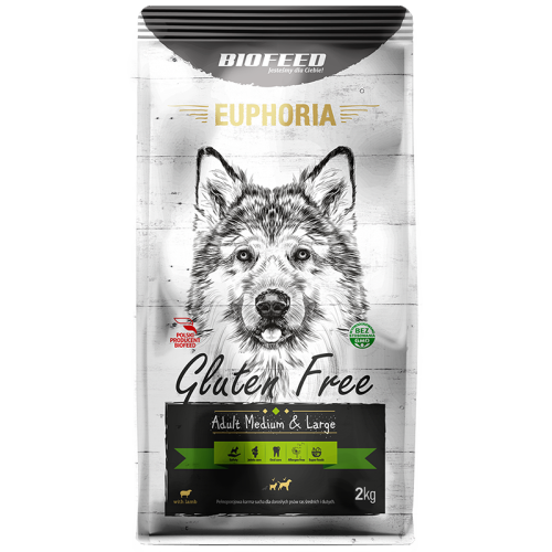 BIOFEED EUPHORIA Gluten Free Medium & Large dla psów średnich i dużych ras z jagnięciną 2kg