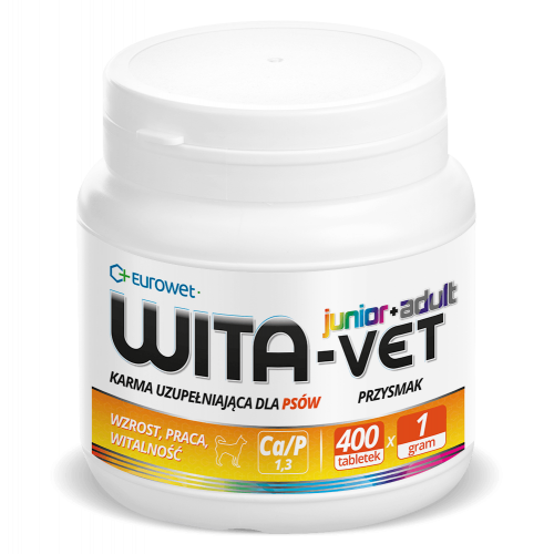EUROWET Wita-Vet Ca/P=1.3 - suplement z witaminami dla psów 1g 400 tab. 
